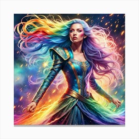 Rainbow Haired Woman Canvas Print