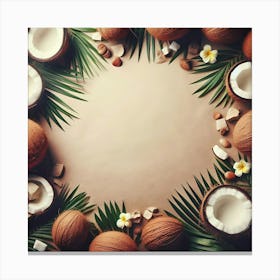 Coconuts And Leaves Canvas Print