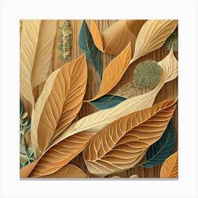 Firefly Beautiful Modern Detailed Botanical Rustic Wood Background Of Herbs And Spices; Illustration Canvas Print