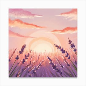 Sunset With Lavender Canvas Print