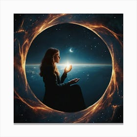 Woman In A Circle Canvas Print