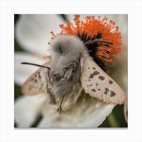 Moth On A Flower Canvas Print