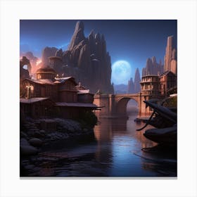 City In The Mountains Canvas Print