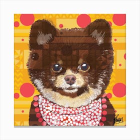 Kobe Pomeranian Dog Square Canvas Print