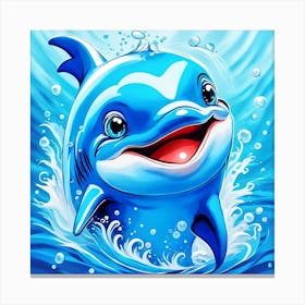 Smile of Blue Dolphin In The Water Canvas Print