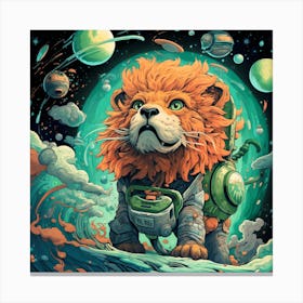 Lion In Space Canvas Print