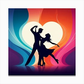 Couple Dancing In A Heart Canvas Print