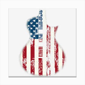 Us American Flag Guitar Musician Distressed Guitars Vintage Canvas Print