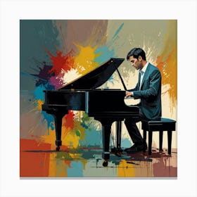 pianist playing somber music, abstract style Canvas Print