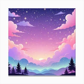 Sky With Twinkling Stars In Pastel Colors Square Composition 160 Canvas Print