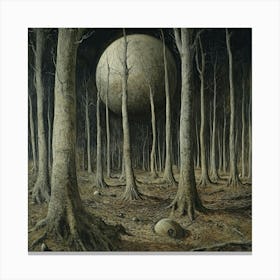 Full Moon In The Woods Art Canvas Print