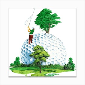 Golfer On A Golf Ball 1 Canvas Print