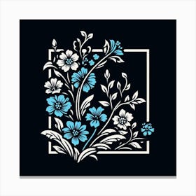 Blue Flowers In A Square Frame Canvas Print