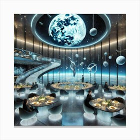 A Futuristic Lunar Themed Restaurant Named Celest 1024x1024 Canvas Print