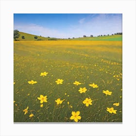 Yellow Flowers In A Field 19 Canvas Print