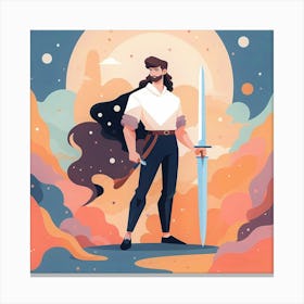 Man With Sword In The Sky Canvas Print