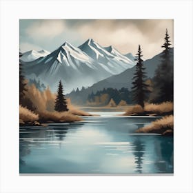 Mountain Landscape Painting Canvas Print