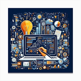 Illustration Of A Laptop Canvas Print