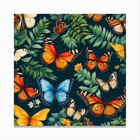 Seamless Pattern With Butterflies Canvas Print