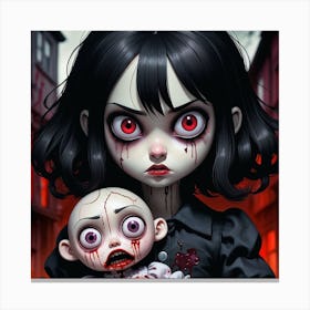 Girl With Bloody Eyes Canvas Print