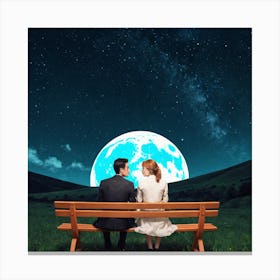 Couple Sitting On A Bench 13 Canvas Print