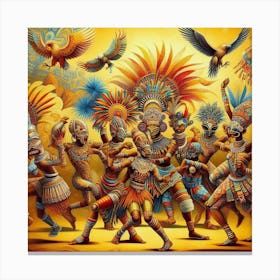Aztec Dance Print Art Canvas Print