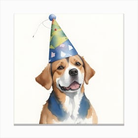 Beagle Birthday Hat Canvas Print