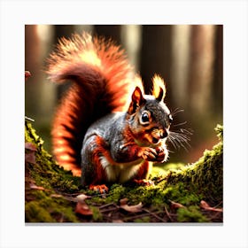 Red Squirrel In The Forest 3 Canvas Print