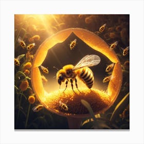 Bee Works In The Hive Canvas Print