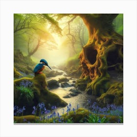 Kingfisher In The Forest 8 Canvas Print