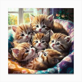 Kittens In A Basket Canvas Print