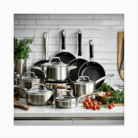 A Photo Of A Set Of Pots And Pans 4 Canvas Print