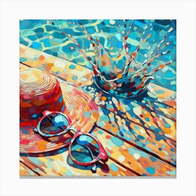 Hat And Sunglasses pool Canvas Print