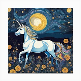 Unicorn In The Night Sky Canvas Print