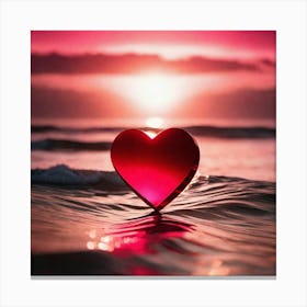 Heart on the beach made of glass Canvas Print