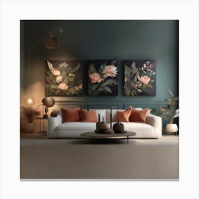 Floral Living Room Canvas Print