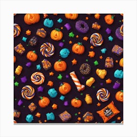 Halloween Candy Seamless Pattern 1 Canvas Print