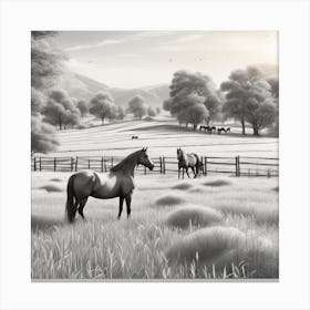 Horses In The Field 26 Canvas Print