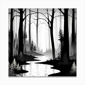 Black And White Forest, black and white art Canvas Print