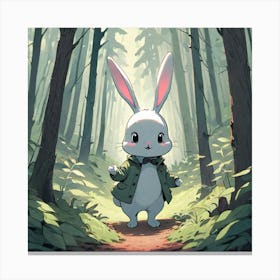 Cute Bunny In The Woods Canvas Print