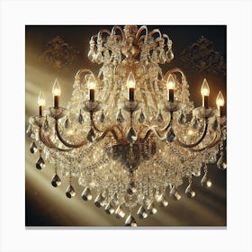 Golden Glow Chandelier Wall Art: A Luxurious and Elegant Illumination Piece for Sophisticated Home Decor Print Art Canvas Print