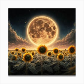 Sunflowers Under The Moon Canvas Print