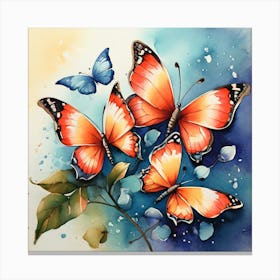 Butterflies In Flight Watercolor Canvas Print