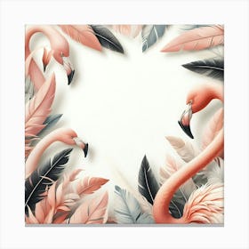 Pink Flamingos On White Background Canvas Print