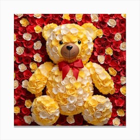 Teddy Bear With Roses 12 Canvas Print