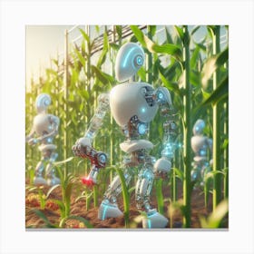 Robots In Corn Field Canvas Print