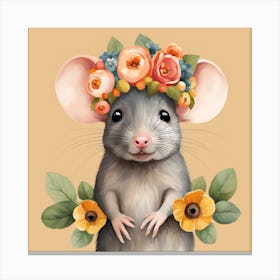 Floral Baby Rat Nursery Illustration (33) Canvas Print