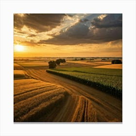 Golden Clouds Drift Above A Sprawling Farmland Corn Pearls Embellishing Thelands The Stalks Deep (2) Toile