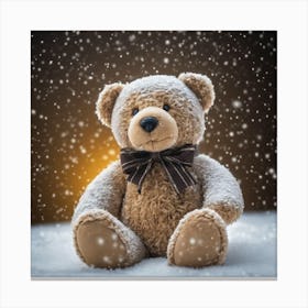 Teddy Bear In Snow 1 Canvas Print