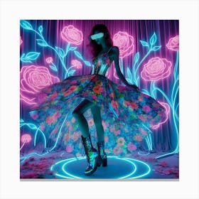 Neon Roses Canvas Print